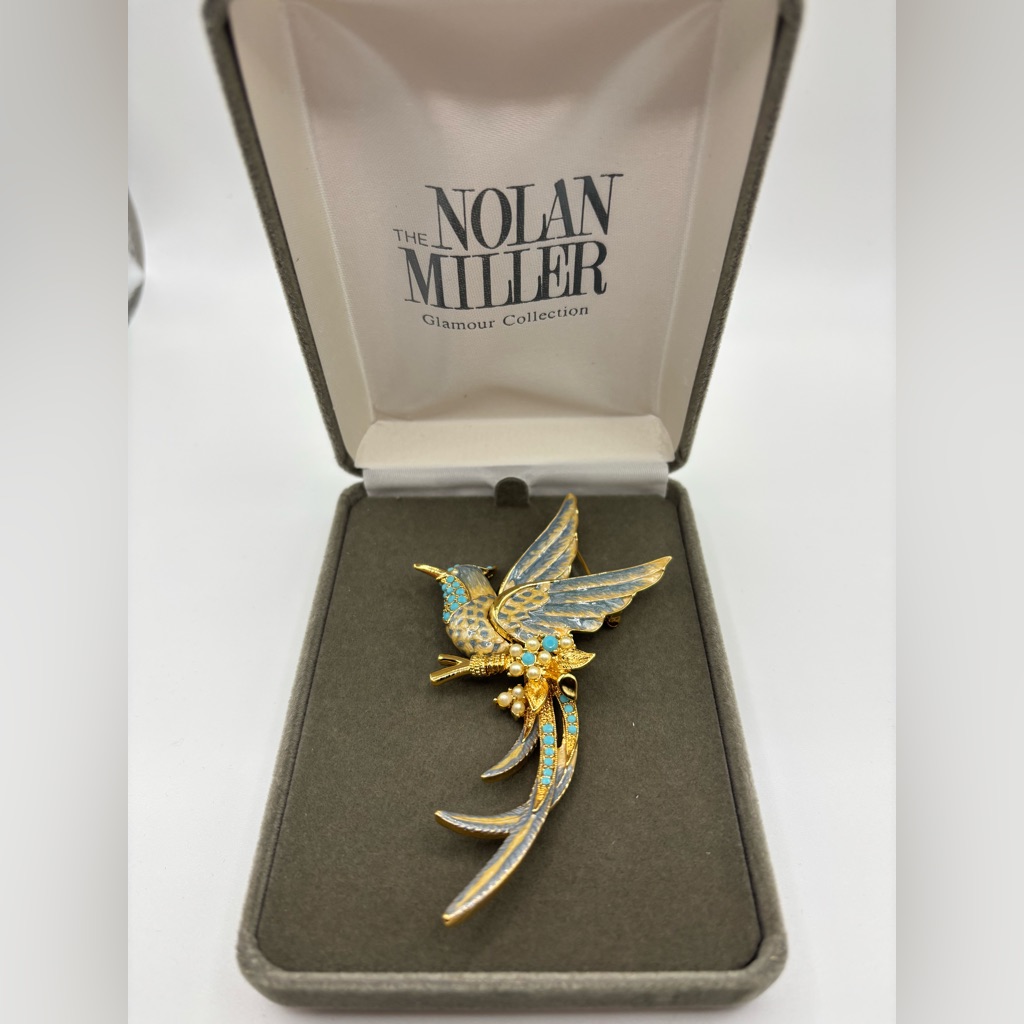 Nolan Miller Gold And Blue Bird Brooch 125$